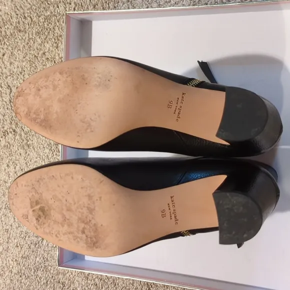 Kate Spade Leather Black Heeled Boots with Stylish Design, Size 9, Worn 1x