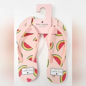 Kate Spade New Fiji Watermelon Party/Pink Salt Flip Flops, Sz 8 NWT
