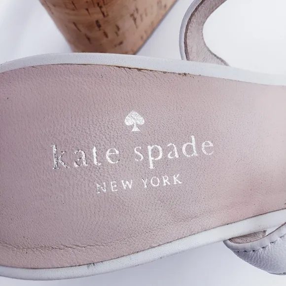 Kate Spade New York Tomas Ruffle White Leather Platform Wedge Sandal Size 9.5