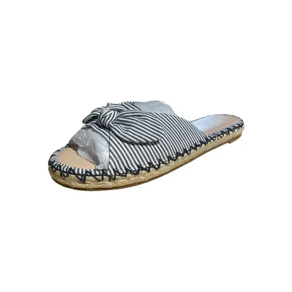 Kate Spade Saltie Shore Espadrille Blue/White Slip On Slide Sandal Sz 5.5B