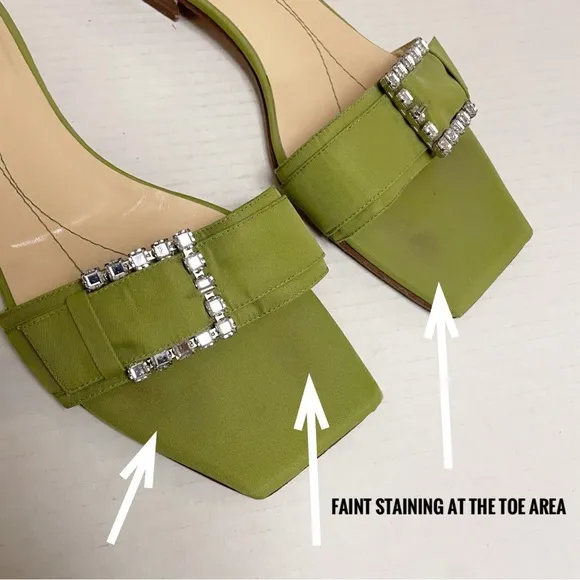 Kate Spade Vintage Crystal Buckle Square Toe Sandals in Light Green