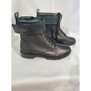 Kate Spade Womens Joplin Ankle Boots Lace Up Black Leather Lug Sole Size 9B.s58