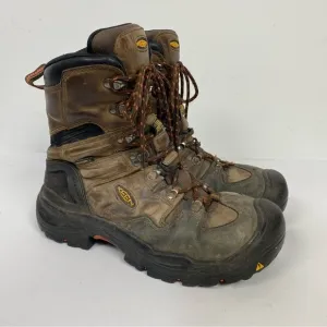 Keen brown high top work boots outdoor construction worker