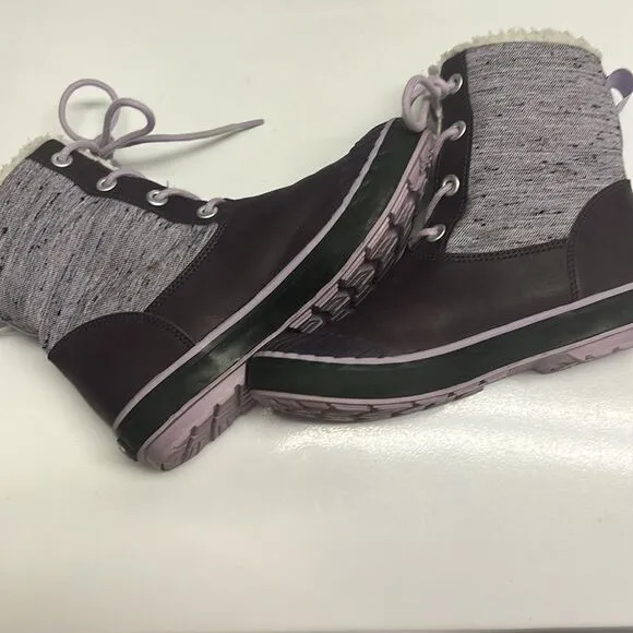 Keen Girl’s Waterproof Rubber Sherpa Lined Heather Purple Lace Up Boots Size 3