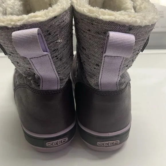Keen Girl’s Waterproof Rubber Sherpa Lined Heather Purple Lace Up Boots Size 3