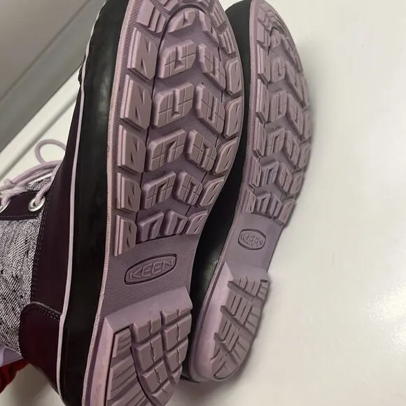 Keen Girl’s Waterproof Rubber Sherpa Lined Heather Purple Lace Up Boots Size 3