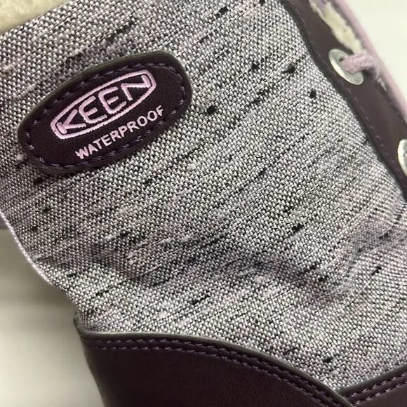 Keen Girl’s Waterproof Rubber Sherpa Lined Heather Purple Lace Up Boots Size 3