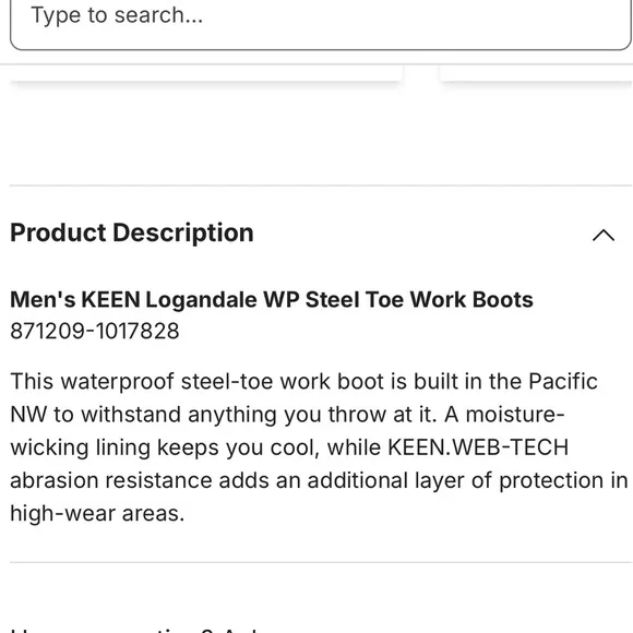 KEEN Men’s Logandale WP Steel Toe Work Boots Size 8 D Raven/Black