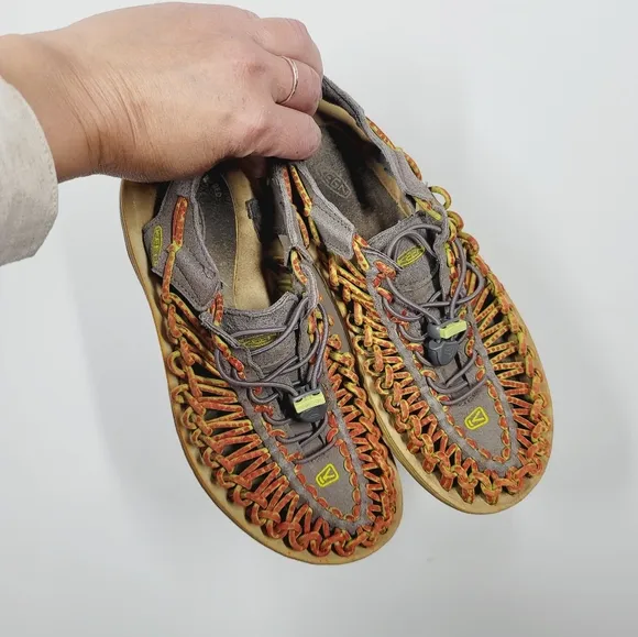 KEEN Uneek Gray and Orange Sandals, Size 8