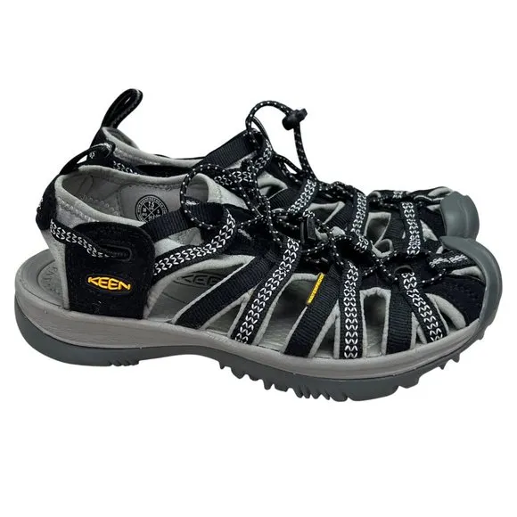 Keen Whisper Closed Toe Sport Sandal 7.5 Women Black Gray Hiking Shoes NWOT