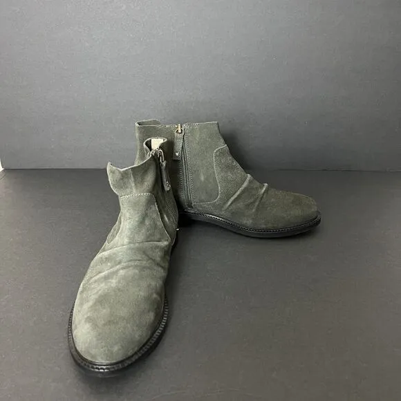 Kelsi Dagger Womens Booties 7 Green Brooklyn Latch Ankle Side Zip Boots $185