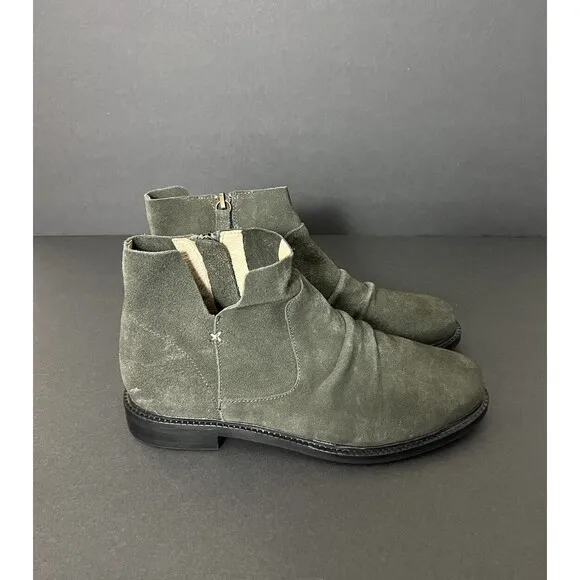 Kelsi Dagger Womens Booties 7 Green Brooklyn Latch Ankle Side Zip Boots $185