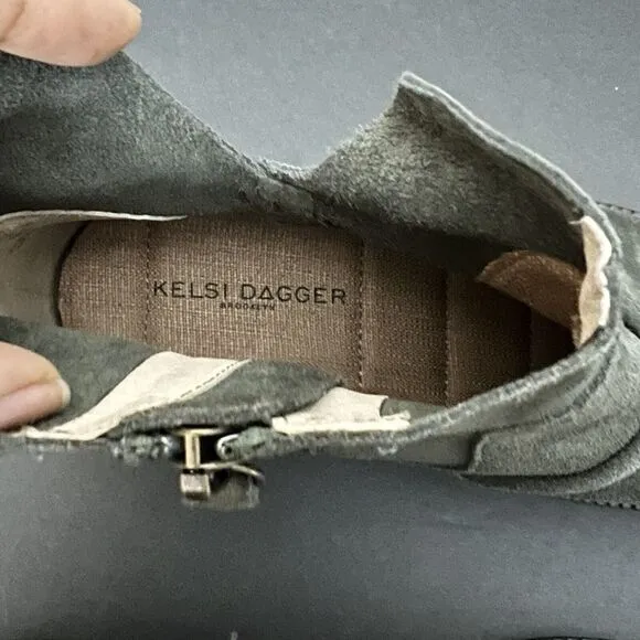 Kelsi Dagger Womens Booties 7 Green Brooklyn Latch Ankle Side Zip Boots $185