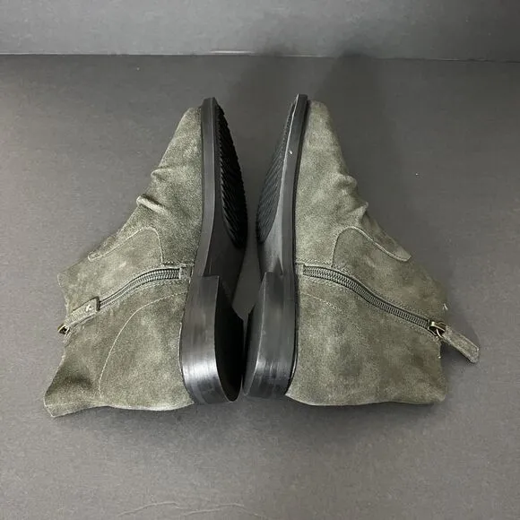 Kelsi Dagger Womens Booties 7 Green Brooklyn Latch Ankle Side Zip Boots $185