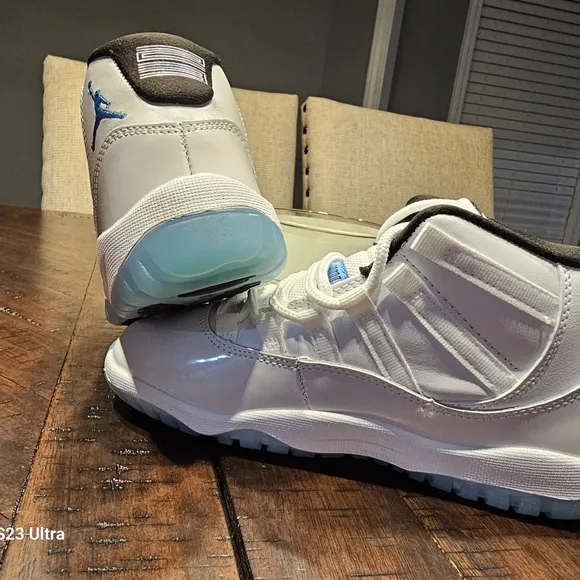 Kids White and Blue High-Top Sneakers