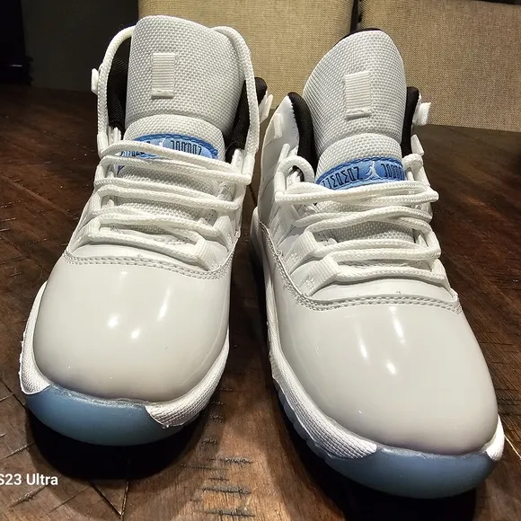 Kids White and Blue High-Top Sneakers