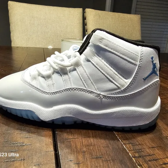 Kids White and Blue High-Top Sneakers