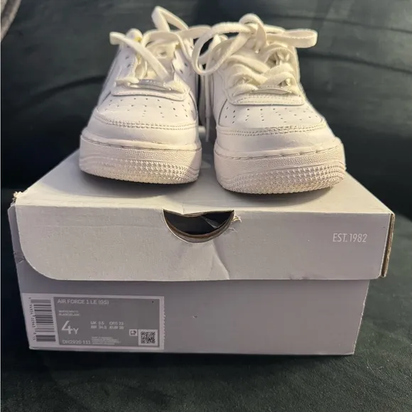 Kids White Nike Air Force 1 Shoes