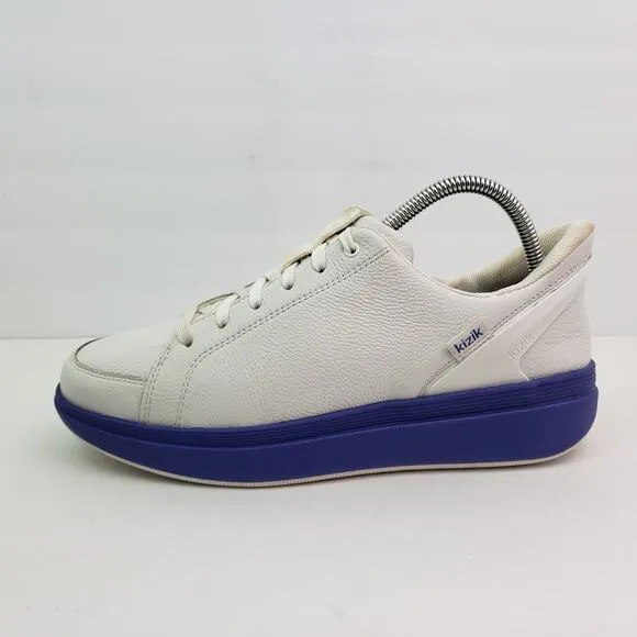 Kizik Sydney Womens Size 9 White Purple Leather Comfort Hands Free Sneaker Shoes