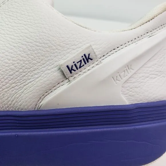 Kizik Sydney Womens Size 9 White Purple Leather Comfort Hands Free Sneaker Shoes
