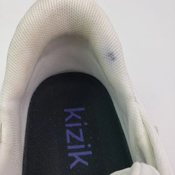Kizik Sydney Womens Size 9 White Purple Leather Comfort Hands Free Sneaker Shoes