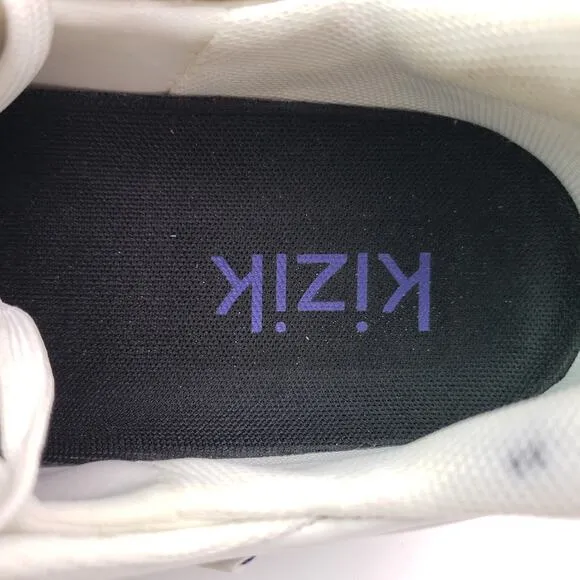 Kizik Sydney Womens Size 9 White Purple Leather Comfort Hands Free Sneaker Shoes