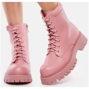 Koi Footwear Pink Redoran Padded Combat Boots