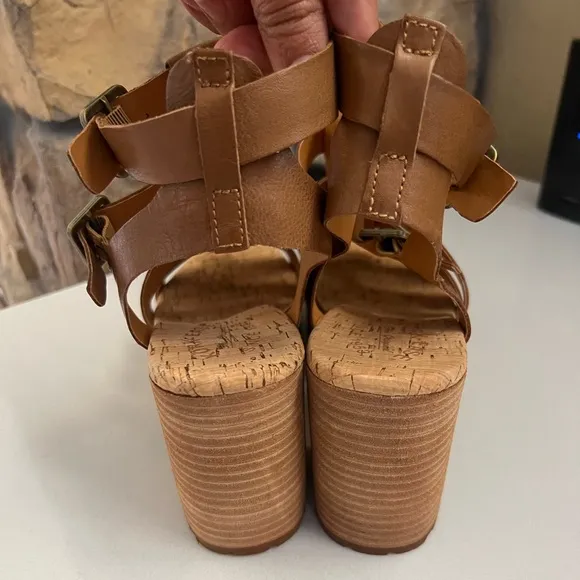 Kork Ease Camille Brown Full Grain Leather Platform Sandals Size 10