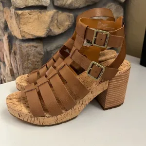 Kork Ease Camille Brown Full Grain Leather Platform Sandals Size 10