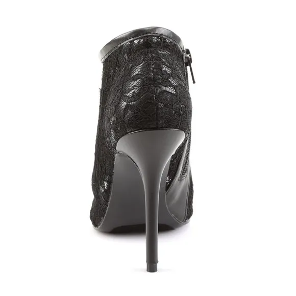 Lace Overlay High Heel Ankle Boots