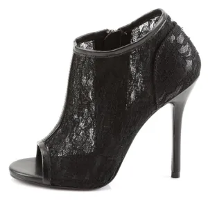 Lace Overlay High Heel Ankle Boots