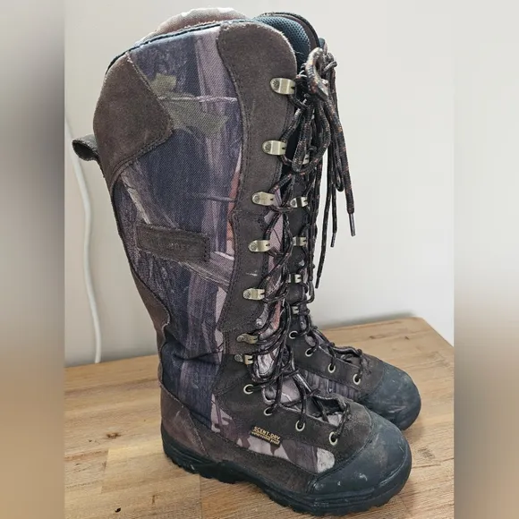 LACROSSE Camo Youth, Mens Waterproof Lace Up, Side Zip Hunting Scent Snake Boots