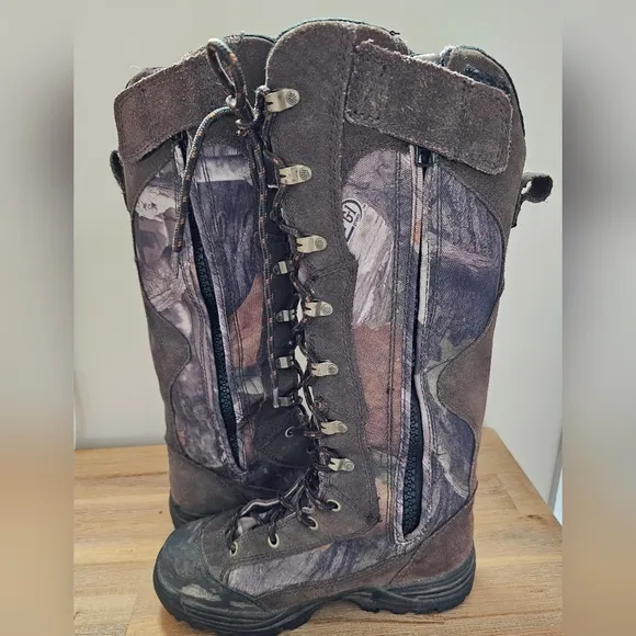 LACROSSE Camo Youth, Mens Waterproof Lace Up, Side Zip Hunting Scent Snake Boots