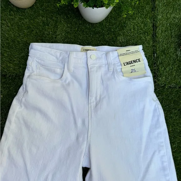 L'agence Mira High Rise Cropped Bootcut Micro Blanc -white- jeans size 25 women