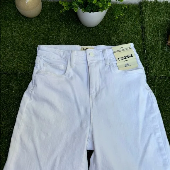 L'agence Mira High Rise Cropped Bootcut Micro Blanc -white- jeans size 25 women