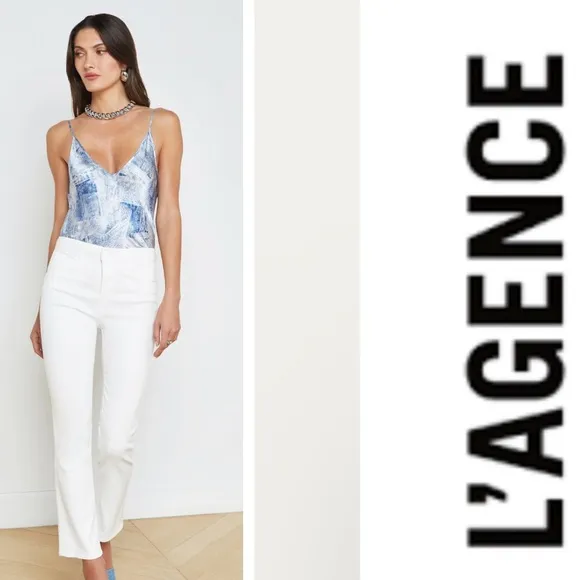 L'agence Mira High Rise Cropped Bootcut Micro Blanc -white- jeans size 25 women