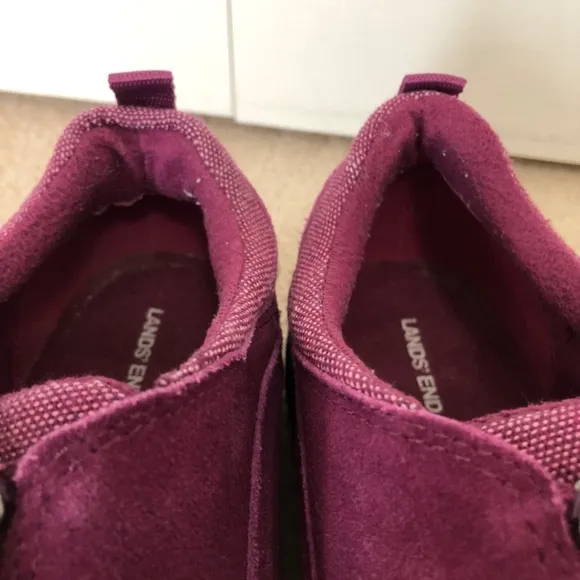 Lands End Women's All Weather Insulated Purple Suede Zip Comfort Shoes Size 7.5B