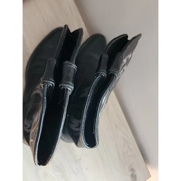 Laredo Birchwood Cowboy Western Round Toe Mens Boots Black Leather‎ 8 1/2 D