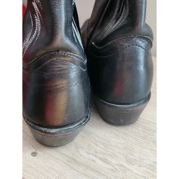 Laredo Birchwood Cowboy Western Round Toe Mens Boots Black Leather‎ 8 1/2 D