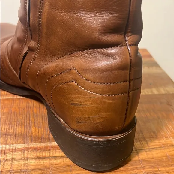 Laredo Brown Leather Ankle Boots with Side Zipper, Men’s 12