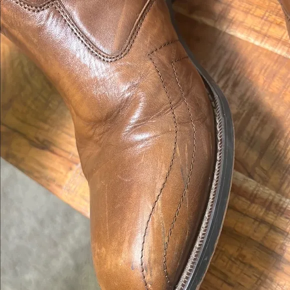 Laredo Brown Leather Ankle Boots with Side Zipper, Men’s 12