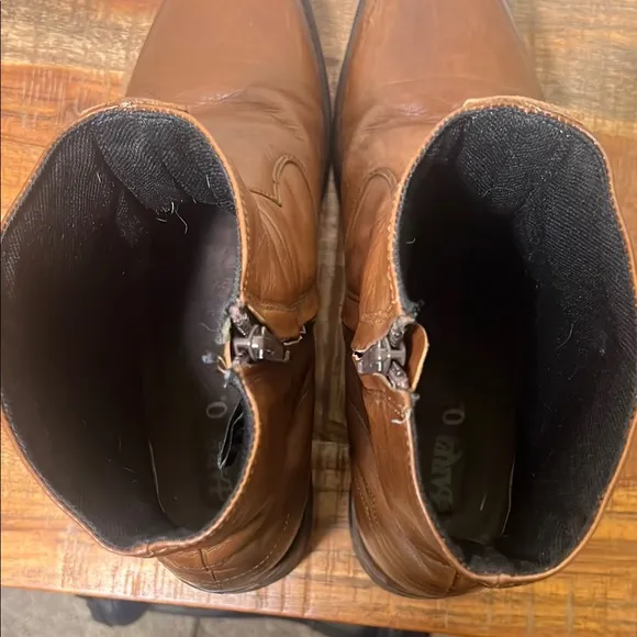 Laredo Brown Leather Ankle Boots with Side Zipper, Men’s 12