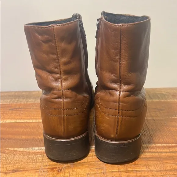 Laredo Brown Leather Ankle Boots with Side Zipper, Men’s 12