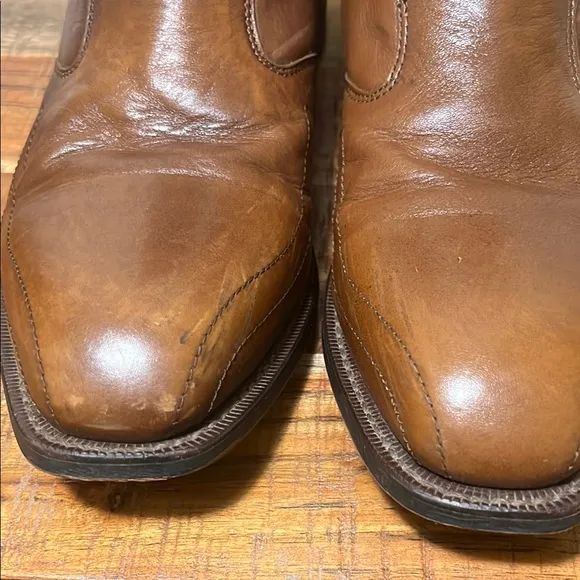 Laredo Brown Leather Ankle Boots with Side Zipper, Men’s 12