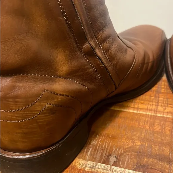 Laredo Brown Leather Ankle Boots with Side Zipper, Men’s 12