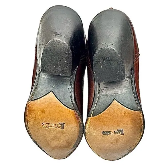 Laredo Madison Casual Western Brown Leather Cowboy Snip Toe Boots, Size 7.5 M