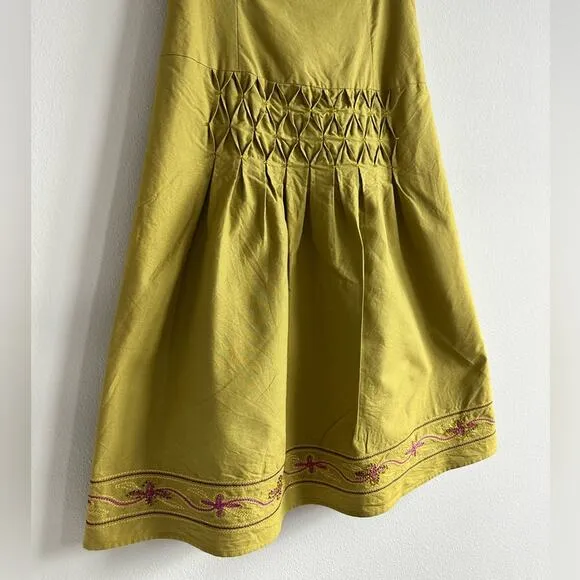 Laundry by Shelli Segal Strapless Olive Green Pleated Fairy Dress | Size 8