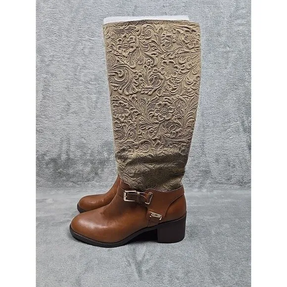 Lauren Ralph Lauren Cristine Tall Boots Womens 10B Tan Brown Curly Shearling