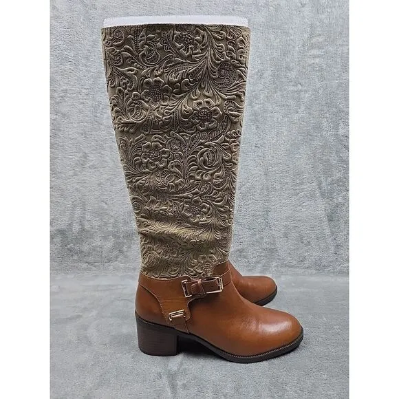 Lauren Ralph Lauren Cristine Tall Boots Womens 10B Tan Brown Curly Shearling