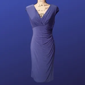 LAUREN RALPH LAUREN Empire Ruched CAP SLEEVE Dress, PURPLE, Size 8, NWOT